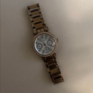 Michael Kors Rose Gold-Tone Watch with Crystal Details